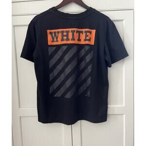 OFF-WHITE T-shirt Mens Sz. S cotton Black DIAG ORANGE BOX